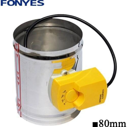 HVAC 80MM stainless steel damper valve motorized adjustable air volume regulating electric check valve three position 220V