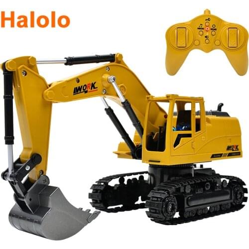 8CH Simulation toy RC excavator toys with Musical and light Childrens Boys RC truck Beach toys RC Engineering drift car tractor