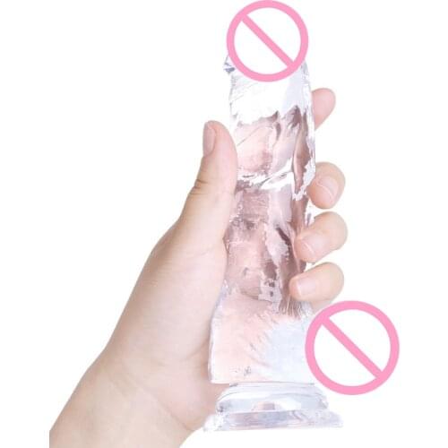 G-spot stimulation simulation penis crystal transparent dildo female masturbator stick soft huge dildo stimulate vagina sex