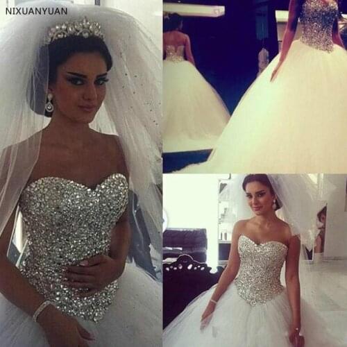 Custom Made Casamento Bridal Gown Beaded Crystals 2021 Vestidos De Novia Corset Wedding Dress Lace Up Gelinlik Robe De Mariee