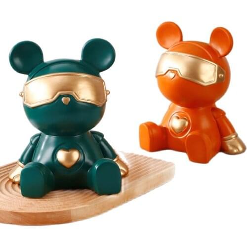 Piggy Bank Teddy Bear Figurines Money Box Gift Wedding Storage Box Children Coins Holders Box Kids Toy Coin Bank Home Decor Art