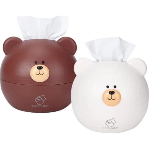 Tissue Box Household Cartoon Bear Multi-functional Tissue Storage Box Paper Towel Dispenser Case Toilet Paper Holder Kid Room