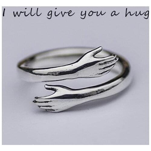 Trendy Personality Love Embrace Ring Retro Trend Adjustable Ring Sweet Romantic Man Women Valentines Day Souvenir Gift