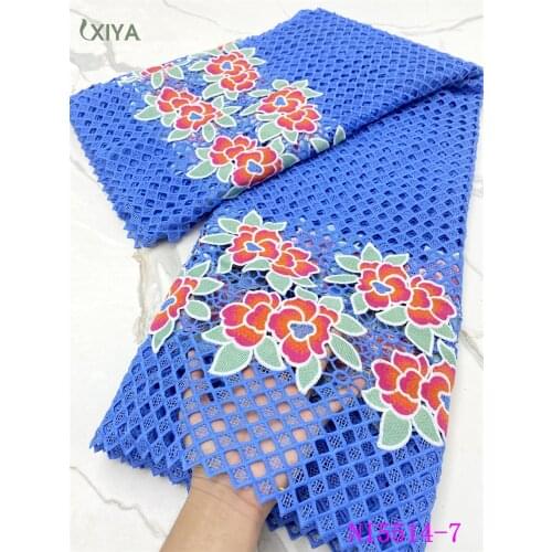 Sky Blue African Milk Silk Lace Fabric Flower Pattern Printed Cord Lace Fabric for Sewing Nigerian Guipure Lace Fabric NI5514