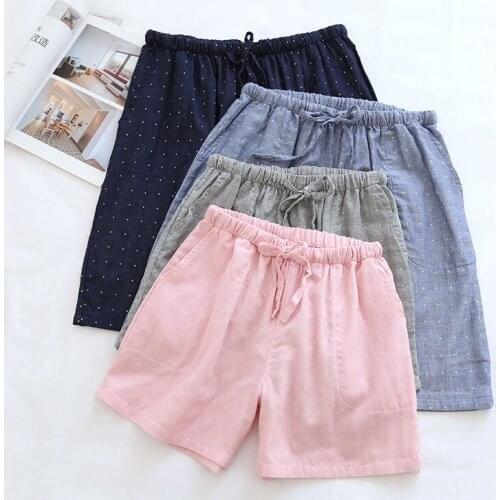 New Summer Couple Bottom Shorts Pure Cotton Gauze Simple Men/women Short Pajama Pants Loose Comfy Home Sleep Shorts Beach Pants