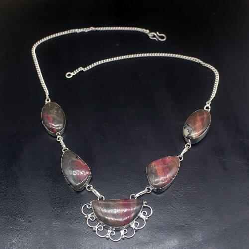 Gemstonefactory Jewelry Big Promotion 925 Silver Natural Hot Sale Rhodochrosite Women Chain Necklace 52cm 202101625