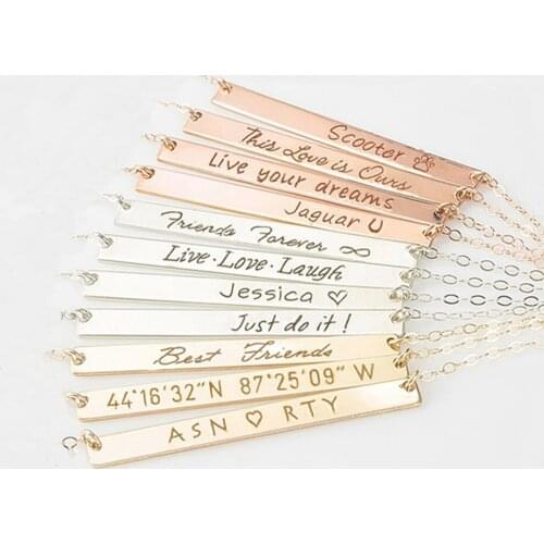 Engraved Necklace, Gold Necklace, Personalized Jewelry, Custom Name Necklace, Name Plate Necklace, Personalized Wedding Gift