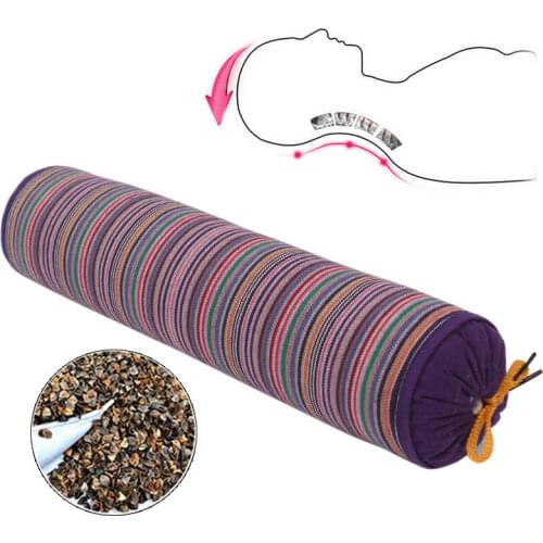 A striped old coarse cloth candy buckwheat pillow cervical pillow buckwheat sugar pillow cylindrical pillow removable and washab