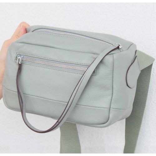 Casual Messenger Bags For Women Small Square Bag High Quality Soft Genuine Leather Shoulder Bag Wide Strap Daily Crossbody Bags