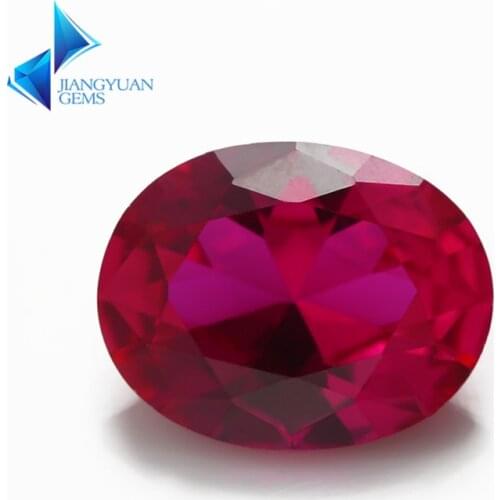 Size 3x5~13x18mm Oval Cut 5# Red Rubys Synthetic Corundum Gems Stone For jewelry