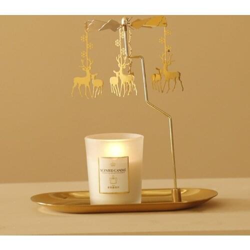 Romantic Rotary Spinning Candlestick Candle Holder Metal Candle Holders Carousel Home Party Decor Gift 4