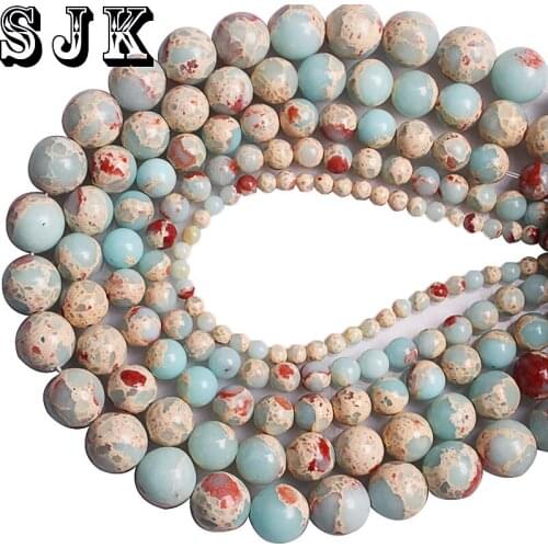 Blue ShouShan Stone Beads Snakeskin Stone Round Loose Beads 4 6 8 10 12mm Diy bead For Jewelry Making Accessories Wholesale