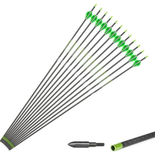 33 inches 6.9 mm Spine 350/400 Typhoon Pure Carbon Arrow for Recurve/Compound Bows Professional Archery Shooting Hunting