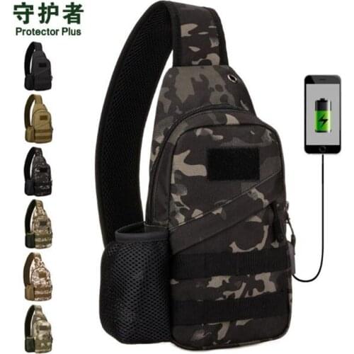 Tactical Chest Bag Protector Plus X222 Sports Bag Camouflage Nylon Military USB Charging Outdoor Hiking Cycling Bag