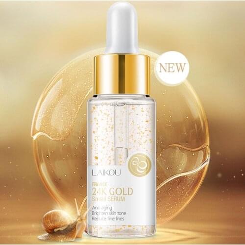 LAIKOU 24K Gold Anti Wrinkle Face Serum Snail Essence Nicotinamide Whiten Moisturizer Nourish Shrink Pores Anti Aging Skin Care