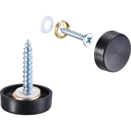 Uxcell Mirror Screws, 16mm/0.63", 12pcs Decorative Cap Fasteners Cover Nails, Wire Drawing, Black 304 Stainless Steel