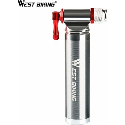 WEST BIKING Cycling Pumps CO2 Aluminum Alloy Mini Portable Schrader Presta Valve Head Pocket Tire Inflator MTB Road Bicycle Pump