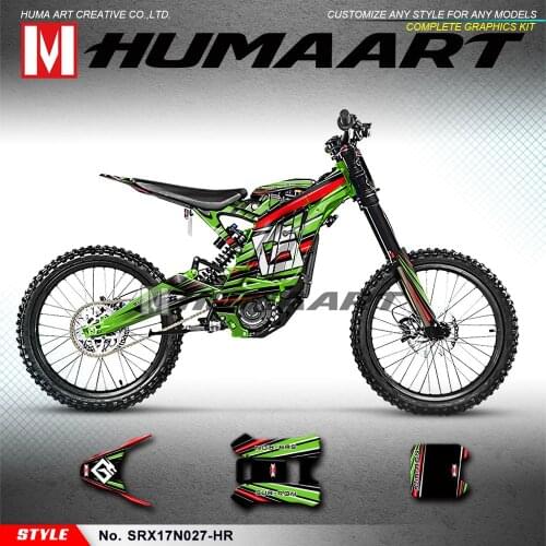 HUMAART Vinyl Decals Green Red Stickers Kit for Sur-Ron Light Bee X/S Electric Bike (Style No. SRX17N027-HR)