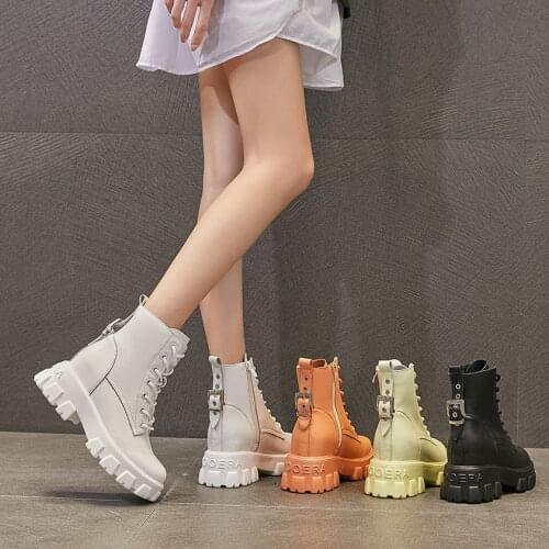 Designer Bucket Boots Women Wedge Shoes Autumn Winter Fur Fashion Round Toe Lace-up Genuine Leather Boots Ladies Shoes