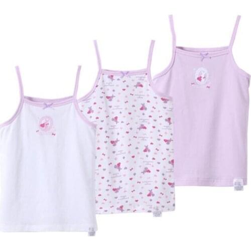 Baby Girl Vest Cartoon Printed Children Girls Undershirts Tops Summer Singlet Teenager Tanks New Cotton Kids Camisole 3PCS