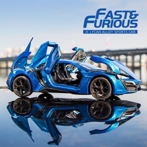 1:32 Alloy Die Cast Lycan Supercar Toy Vehicle Simulation Sound Light Pull Back Collection Model Sports Car Toys