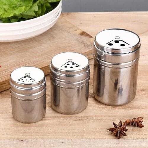 1Pc Multi-purpose Stainless Steel Spice Pepper Shaker Spice Jar Rotating Cover Seasoning Can Salt Sugar Bottle Kitchen Gadgets
