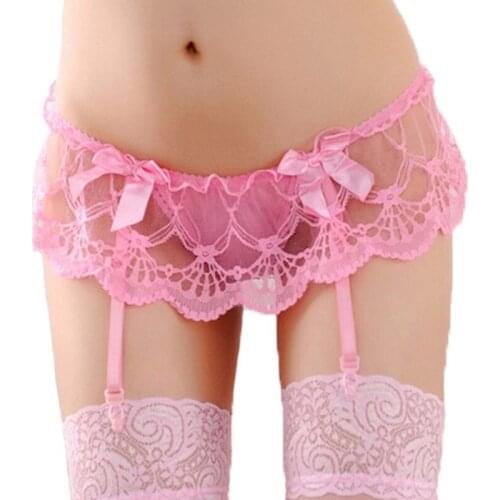 1 piece Sheer Lace Garter Belt Sexy Top Thigh Highs for Women Lingerie Bow Pastel Goth Suspender 4 Color Optional garters