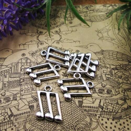 20pcs-20*12mm music note both side Antique Silver Plated Pendants Making DIY Handmade Tibetan Silver Finding Jewelry
