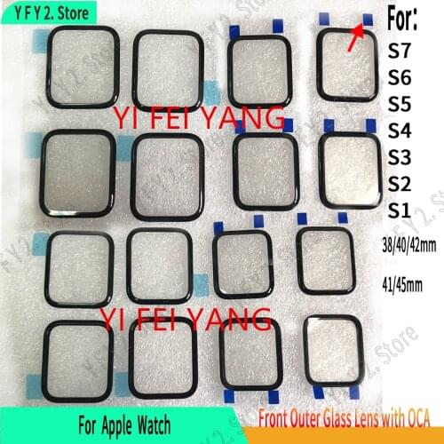 20pcs 38mm 42mm 40mm 44mm For Apple-Watch Series 1 2 3 4 5 LCD Cracked Front Outer Glass Laminate OCA Glass Panel Lens