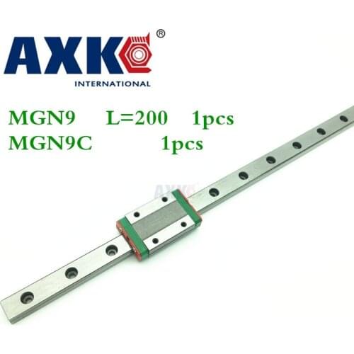 2021 New Sale Cnc Router Parts Linear Rail Axk 1pc 9mm Width Linear Guide Rail 200mm Mgn9 + Mgn Mgn9c Blocks Carriage For Cnc