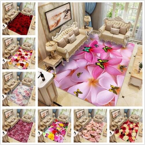 3D Rose Flowers series Printing Carpets Couples Bedroom Area Rugs Hallway Floor Mats Romantic Valentines Day Home Decor Carpet