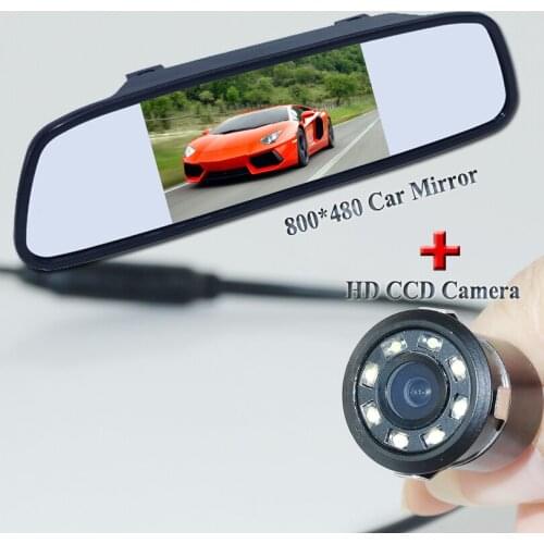 5'' HD Car Rearview Monitor Video Input 800*480 with 8LED' CCD Auto reversing backup Car Rear View Camera Parking System