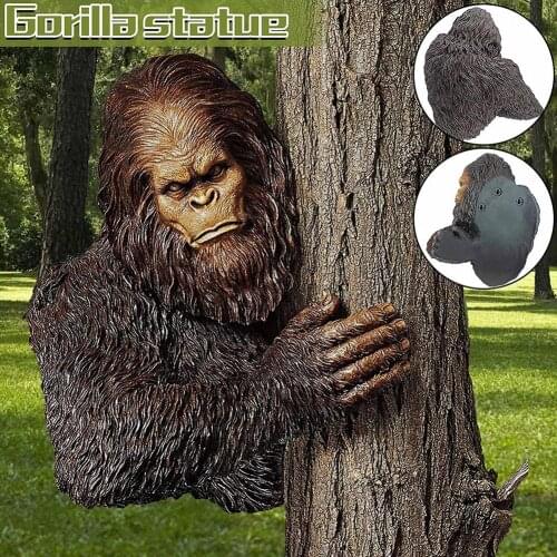 The Bashful Bigfoot Ye Tree Statue Whimsical Cartoon Orangutan Sculpture Tree Hugger Sasquatch Garden Yard Art Tree Decoration