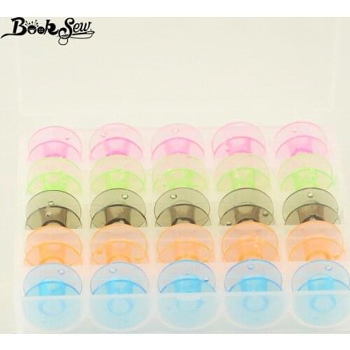 Colorful 25 Grid Pellucid Storage Case Box With 25Pcs Empty Colorful Bobbins Spool for Brother Janome Singer Elna Sewing Machine