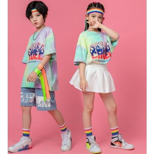 Children‘S Hip Hop Clothes Girls Tie-Dye Jazz Dance Costumes Hiphop Street Dance Suit Boys Performance Festival Clothes DQS7612