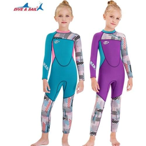 Kids Wetsuit Premium 2.5mm Neoprene One Piece Long Sleeve Youth Full Body Wetsuit for Girls Boys Child for Swimming Diving