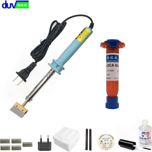 DUV TP -2500 UV glue Optical Clear Adhesive dispergator + solder iron Hot Blade Decal Remover glue LCD touch screen repair