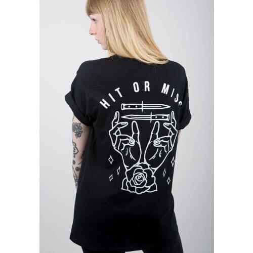 Hit or miss T-Shirt Fashion graphic quote funny vintage aesthetic tumblr sexy women grunge camisetas cotton rose top tee tshirt
