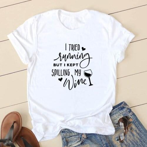 MY WINE Graphic Print Tshirt Women Short Sleeve Cotton T Shirts Woman Black White Loose Tee Shirt Femme Tops Women 2020