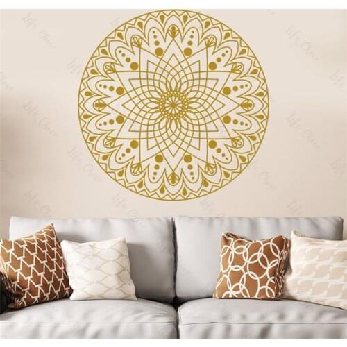 Mandala Style Flower Of Life Yoga Studio Geometric Wall Sticker Vinyl Round Decorative Decal Living Room Bedroom Mural Wallpaper