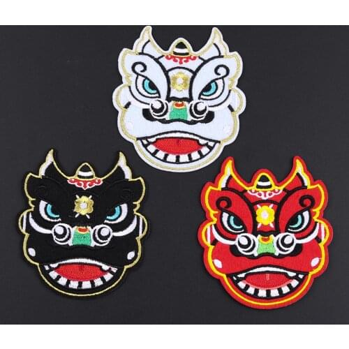 Hinese characteristics Lion Dance Patch For Babys Clothing Backpack Decor Funnyl Applique Iron On Embroidery Patches Badge