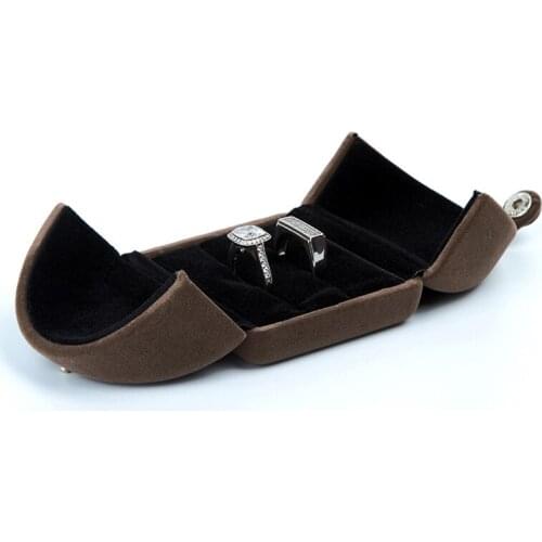 HOSENG 20Pcs Double Door Ring Necklace Pendant Bracelet Storage Box Women Gift Jewelry Brown Packaging Velvet Case HS_43