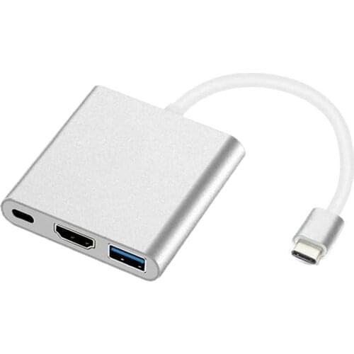 USB C to HDMI Adapter, 3 in 1 Multiport USB Type C to 4K HDMI, USB3.0 and USB C Power Delivery Port Converter Compatible