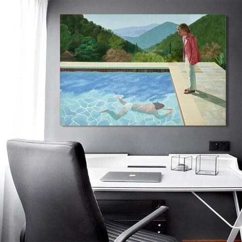 Citon Canvas David Hockney《Portrait of an Artist（Pool with Two Figures）》Art Oil painting Poster Wall decor Home Decoration