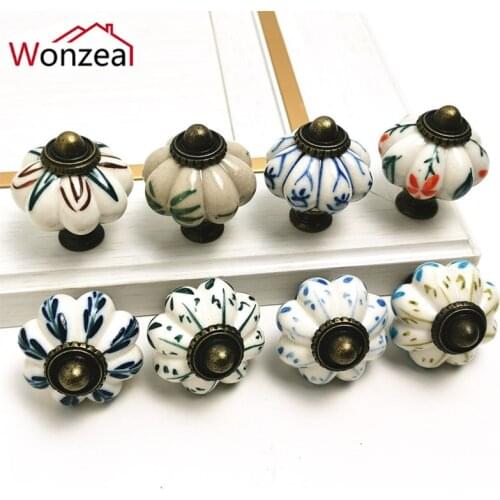 1PCS Ceramic Pumpkin Cabinet knob Drawer Furniture Handle Dresser Door Knobs Pulls For Kitchen Cupboard Hardware