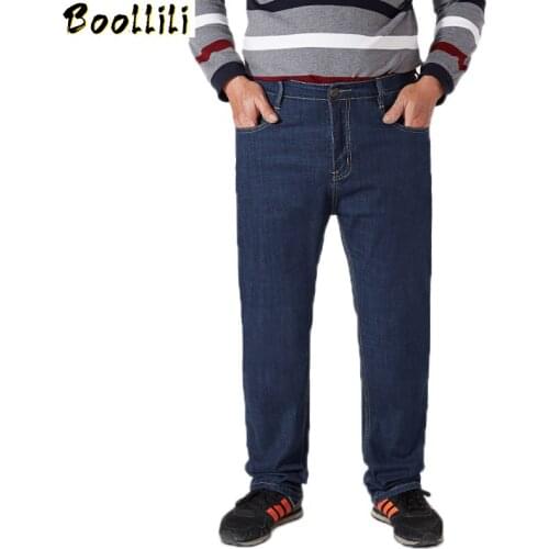 30-54 Classic Long Jeans For Men Spring Autumn Casual Stretch Straight New Plus Size Baggy Denim Pants Business Varsity Trousers