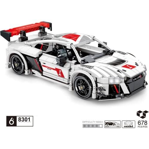 Classic Technical racing building block audis A8 sport car model Pull back vehicle steam assembly brick toys collection for gift