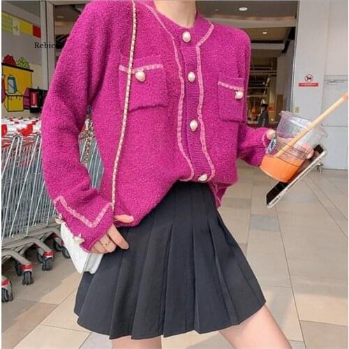 Short Cardigan Sweater Women 2020 Autumn Fashion New Small Fragrance Loose Lazy Style Knitted Cardigan Sweater Trend
