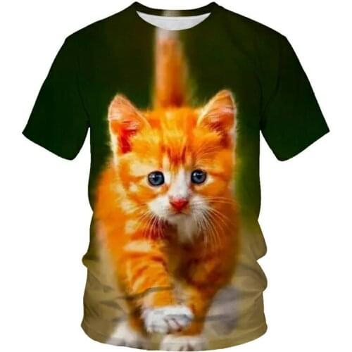 Cute Cat 3D Pet Print T-Shirt For Male And Female Couples Harajuku Pop Animal Round Neck jacket 100-6XL