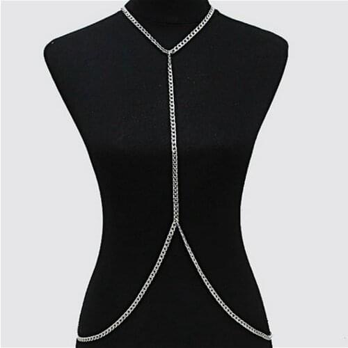 Fashion Simple Body Jewelry For Women Summer Sexy Bikini Chest Chain Harness Body Chain Jewelry Charm Necklace